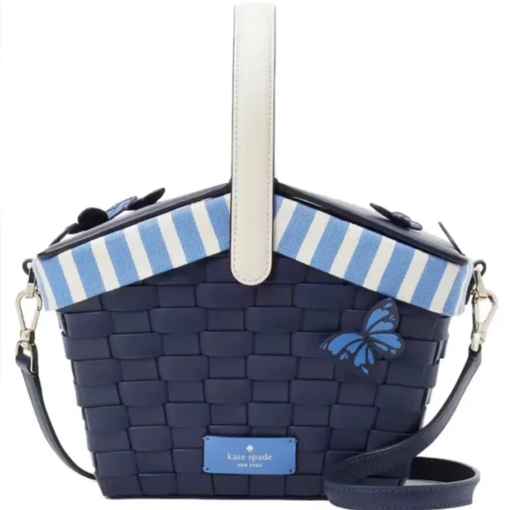BUNDLE❤️Kate Spade Novelty Butterfly Flutter Fly Picnic Basket Bag + Wallet - Picture 6 of 9